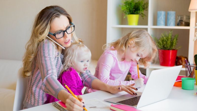 Stressed busy mum