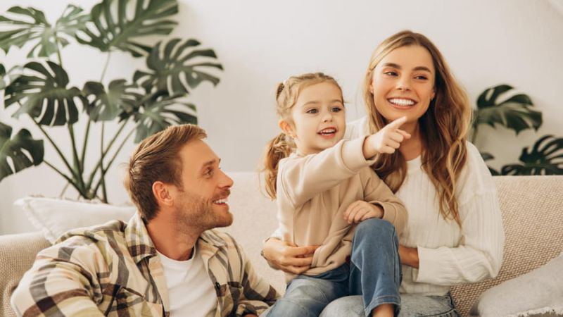 Young couple with toddler