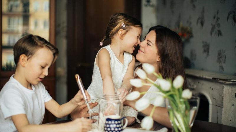 Happy mum with kid