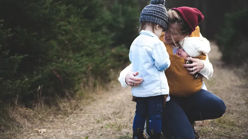 Mum with her kids in nature