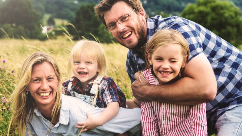 Family happy in nature