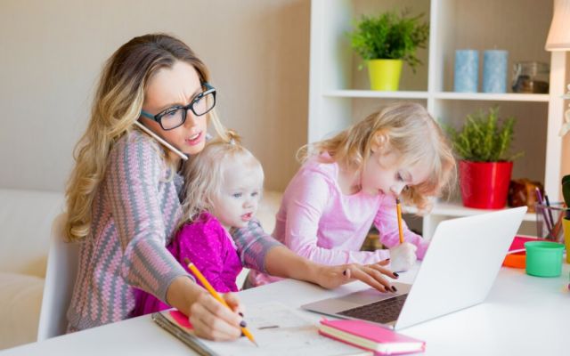 Stressed busy mum